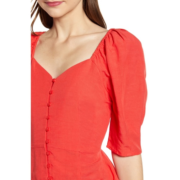 NWT Something Navy Button Down Puffer Sleeve Top - Picture 3 of 4